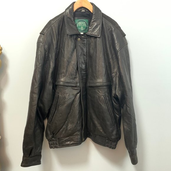 Green Fields Shafmaster Leather Co.Bomber Jacket